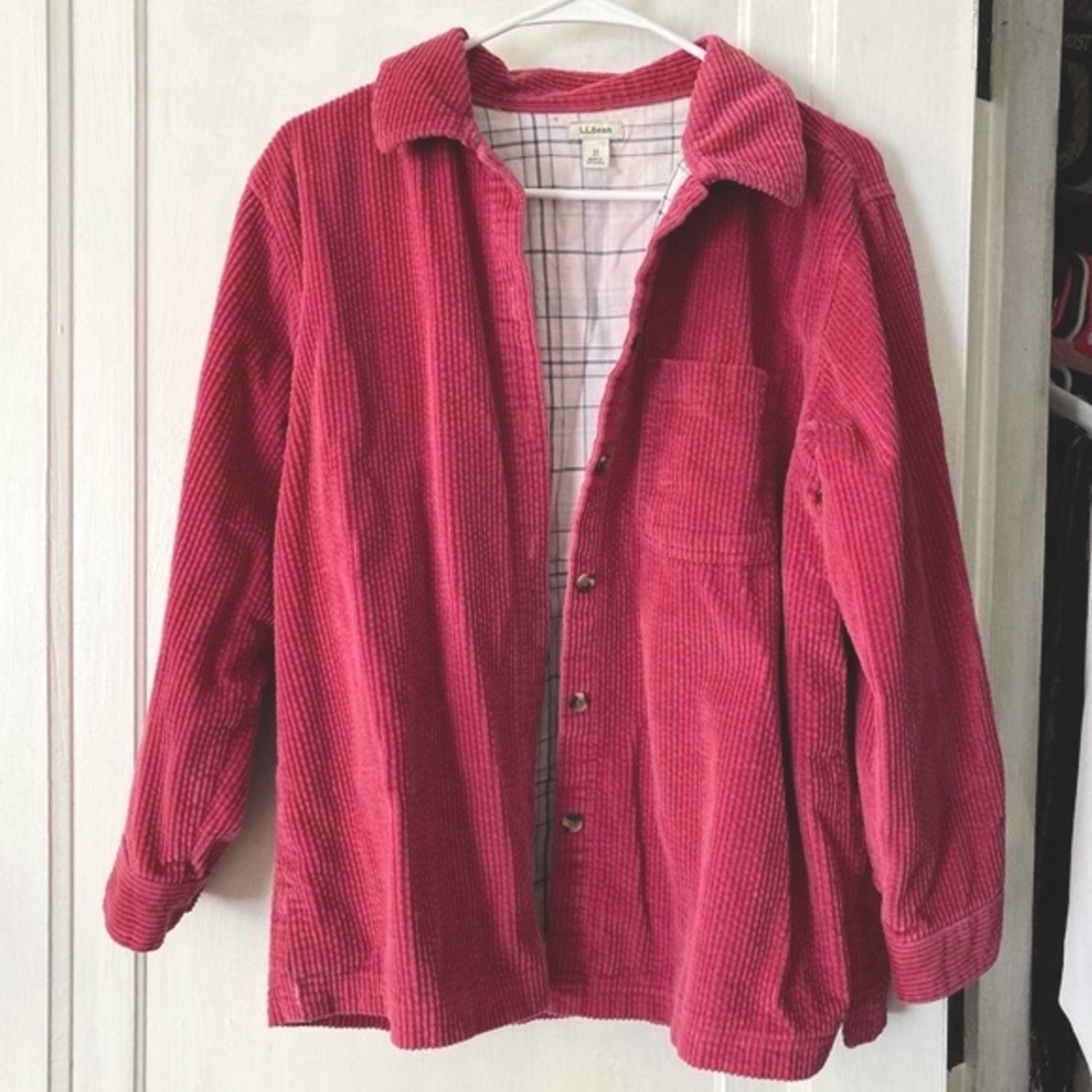 LL Bean Womens Corduroy Button Down Shirt/Jacket Size Medium Spring Shacket